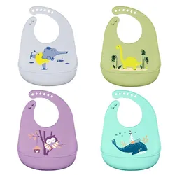 Waterproof Baby Bib Soft Silicone Scarf Cute Cartoon Brint Baby Items Boys And Girls Adjustable Bibs Burp Sloths