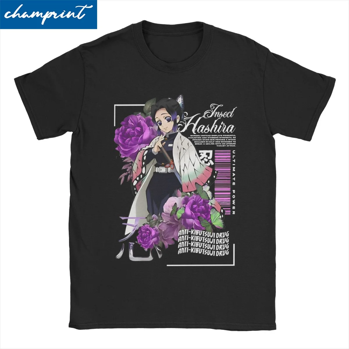 Men Women's Shinobu Demon Slayers Comic T Shirts Anime Comic 100% Cotton Clothes Vintage Short Sleeve Tee Shirt Adult T-Shirts