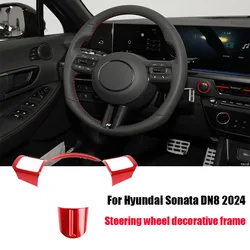 For Hyundai Sonata DN8 2024 Car steering wheel decorative frame made of ABS material with carbon fiber pattern