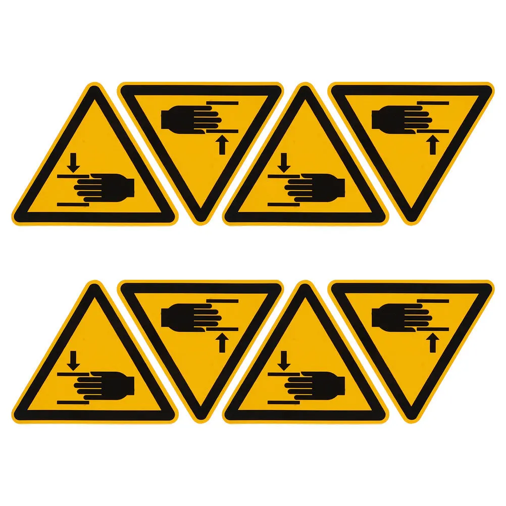 8 قطعة ملصقات للتسمية تحذيرية تسميات السلامة للآلات اليد سحق علامات المخاطر دائم الحذر الشارات المرور #6