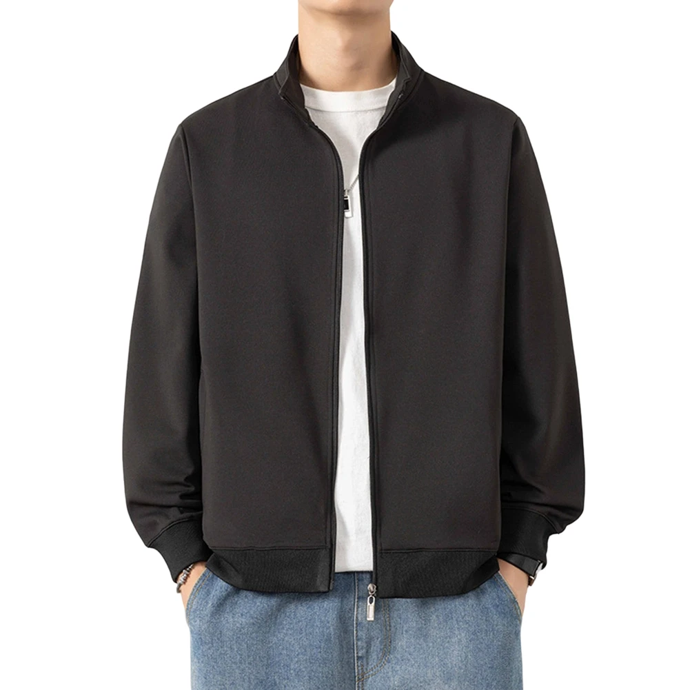 Solid Color Men Sweatshirt Jacket Cardigan Long Sleeve For Slim for Fit Casual Outerwear for Daily Use Spring Winter