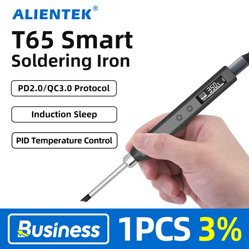 

ALIENTEK T65 Soldering Iron Adjustable Temperature Smart Electric 65W Fast Heat Portable Digital Welding Station Original Kit