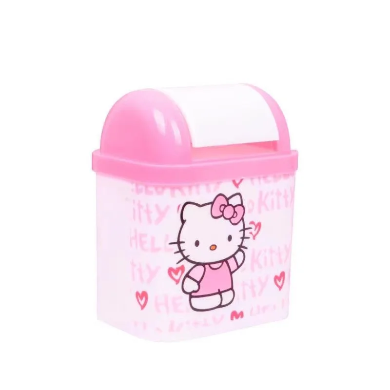 Sanrio Trash Can Hello Kitty Kawaii Cute Cartoon Anime Office Living Room Desktop Small Size Trash Storage Toys Girls Gifts