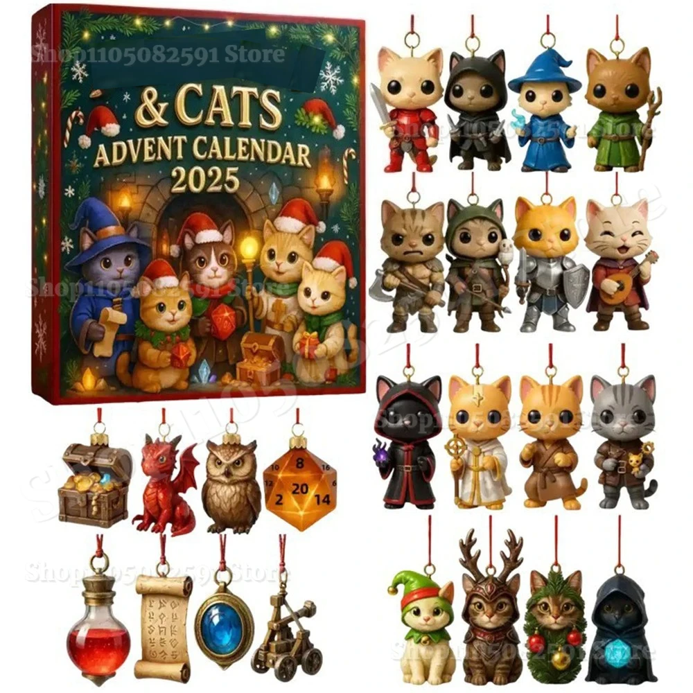 

2025 Creative Game Cats Advent Calendar Doll Christmas Atmosphere Decorative Gifts New Year 24 Days Countdown Surprise Blind Box