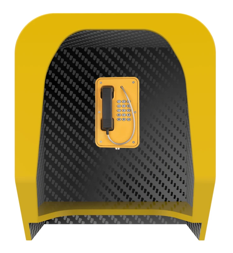 Wall mounted soundproof public glass metal cabinet telephone booth
