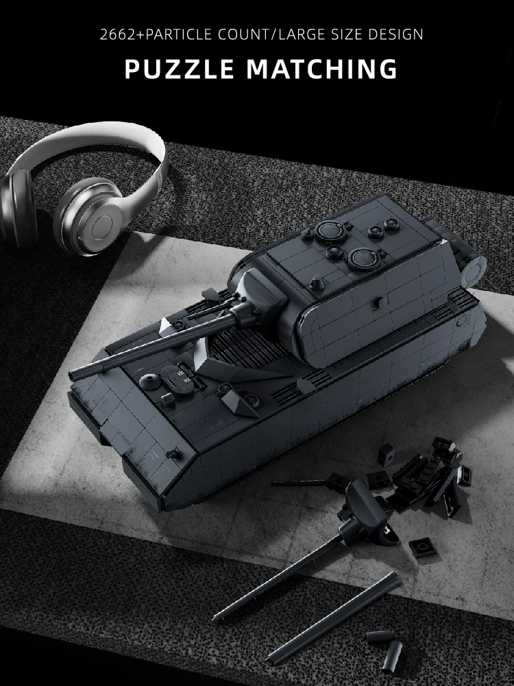 

Armored Vehicle WW2 Military Mouse Maus Heavy Tank Building Blocks German Panzer VIII Maus Soldier Army Bricks Toy for Boy Gift