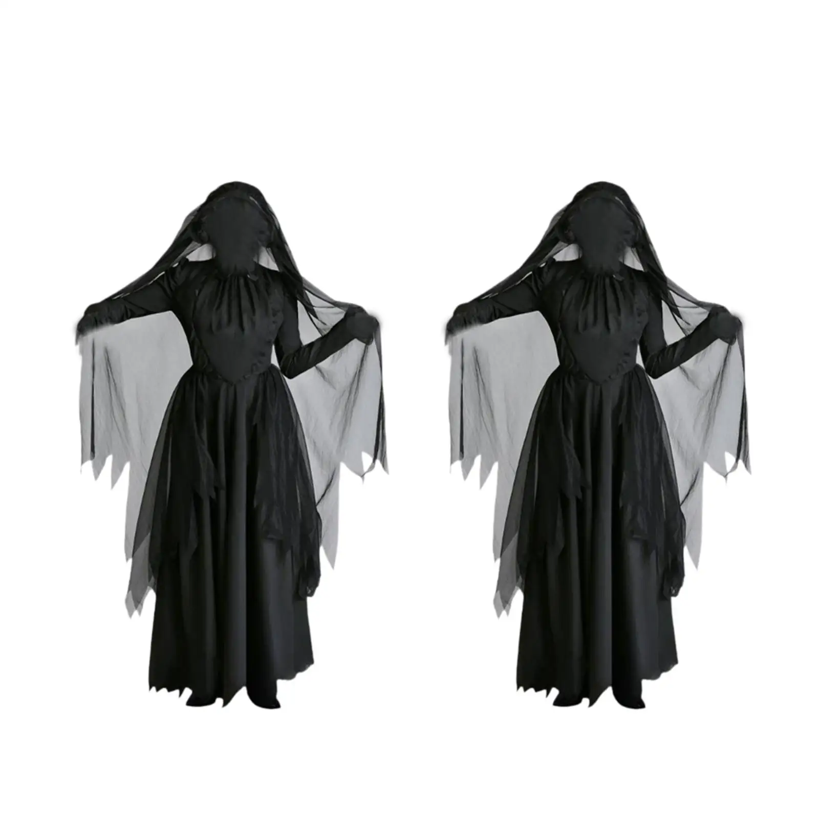 Halloween Witch Costume Decor Cosplay Ghost Bride Dress for Party Festival Women