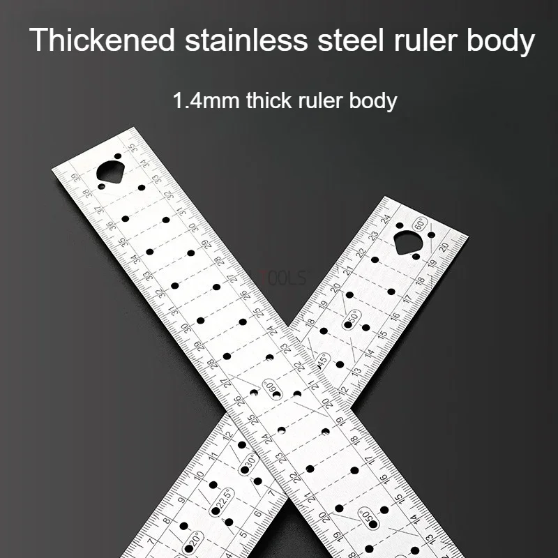 DMH-Angle Ruler Drawing Tool High-Precision Quick-Positioning L-Shaped Right Angle Ruler Stainless Steel Multi-Angle Measuring R