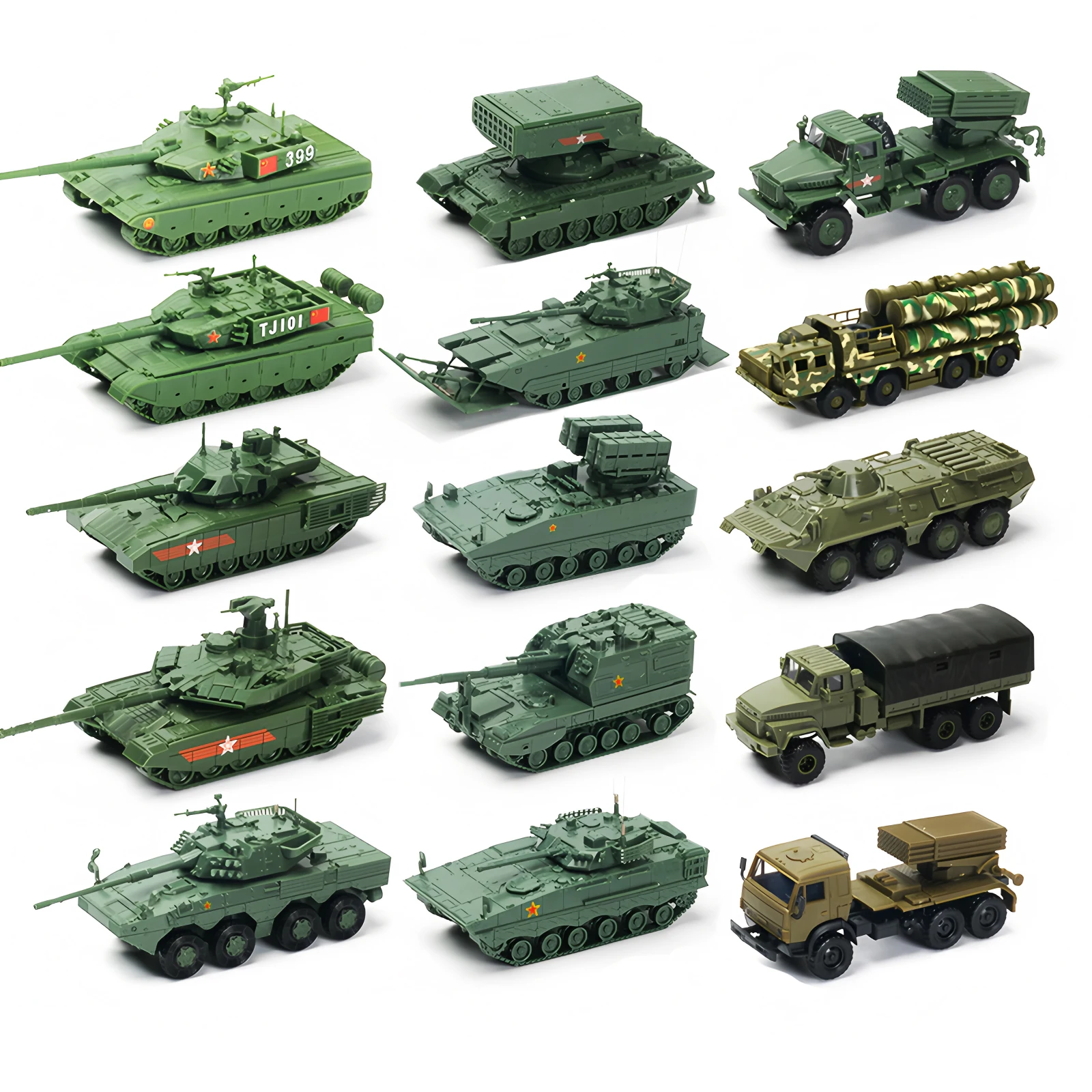1/72 Military Army BM-21 Vehicle TOS-1 T-14 T62 T90 Tank Assembly ...