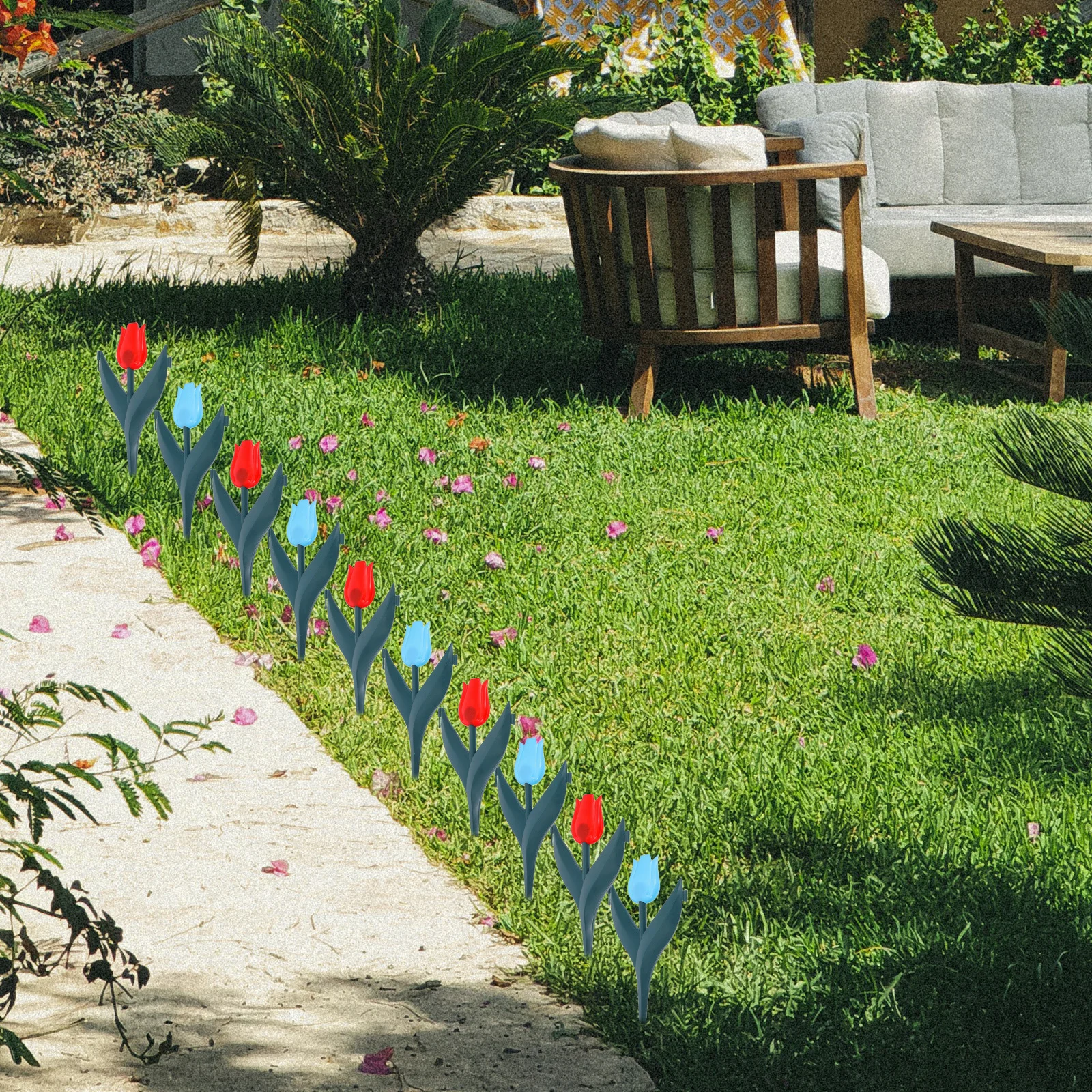 

20Pcs Fake Tulips Flowers Real Touch Tulip Garden Edging Fencing Outdoor Yard Decoration Garden Tulips Fence Tulip Decor