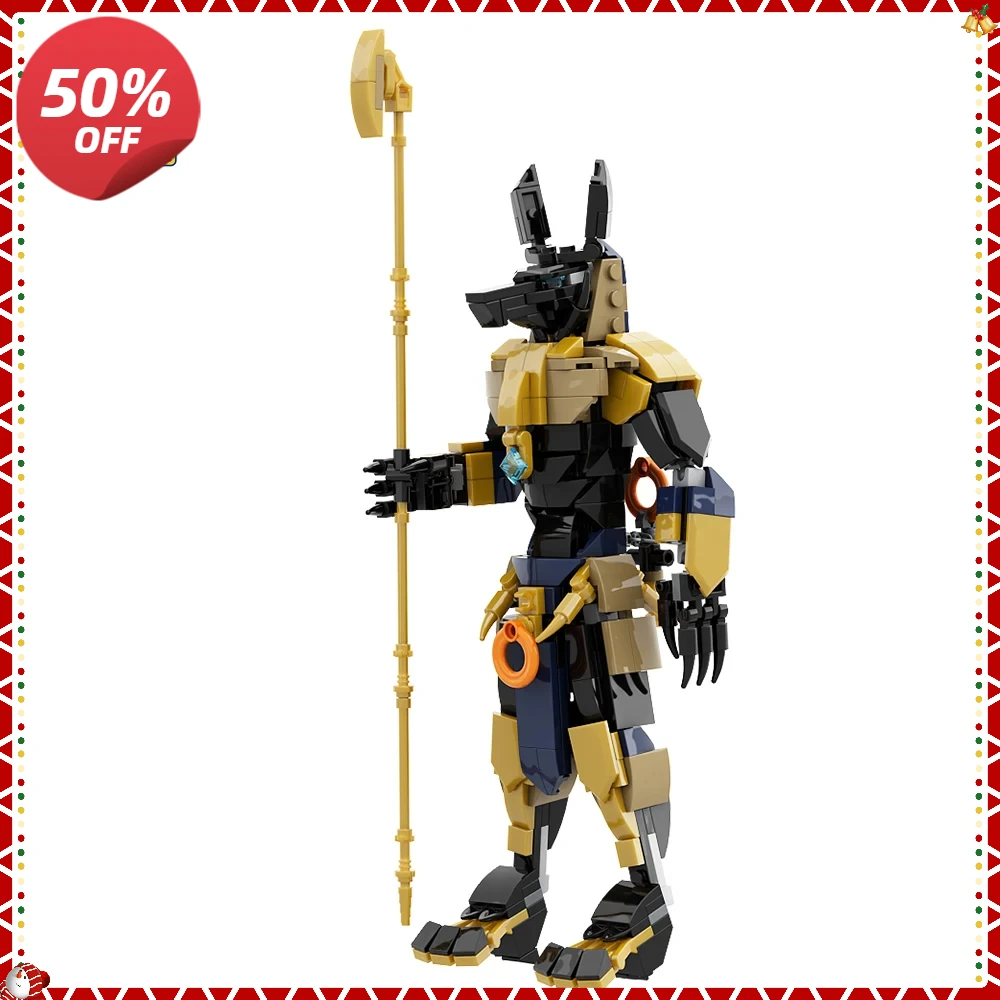 MOC-112777 Anubis Egyptian Mythology Figures Building Blocks Model 407PCS Pyramid Pharaoh Guardian Death Dog Figurine Bricks Toy