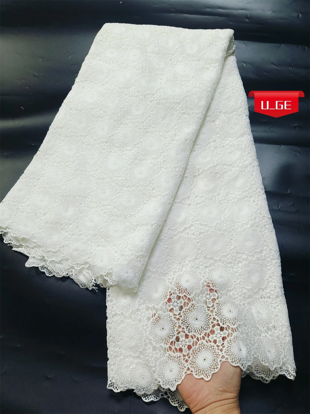 5yards Latest Skin friendly Best Quality Delicate White Riche Guipure Cord Lace Fabric For Party Evening Dress U_GE5618