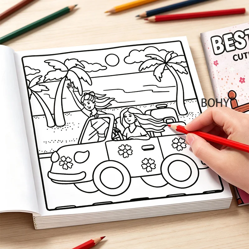 1 Sweet Girl Friendship Coloring Album 48 Pages of Square Pages, Suite for Adults To Soothe Emotions and Relieve Stress Coloring