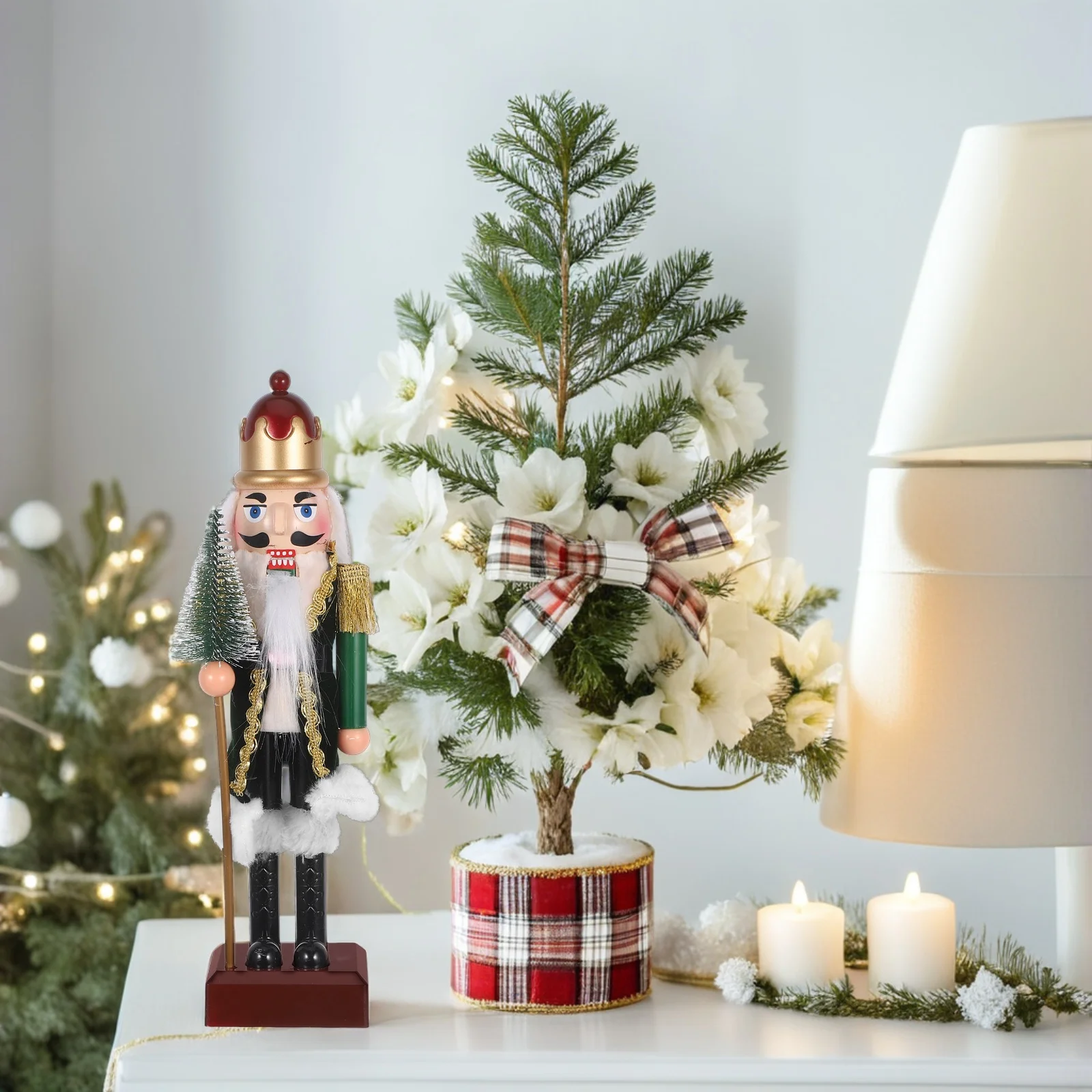 

Christmas Nutcracker Green Red Holiday Scepter Tabletop Ornament Xmas Party Shelves Decoration Christmas Nutcracker