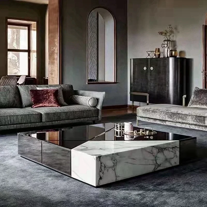 

Italian light extravagant square coffee table modern simple living room household advanced sense designer model house creativity