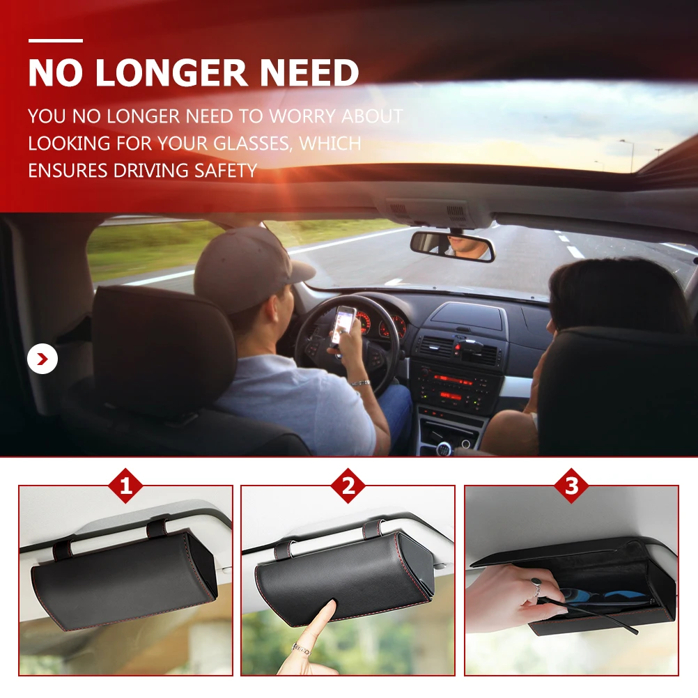 

Car Glasses Case Visor Sunglass Holder Sunglasses Automobile Sunglassses Storage Pu Eyeglass Hanger Eyeglasses Organizer