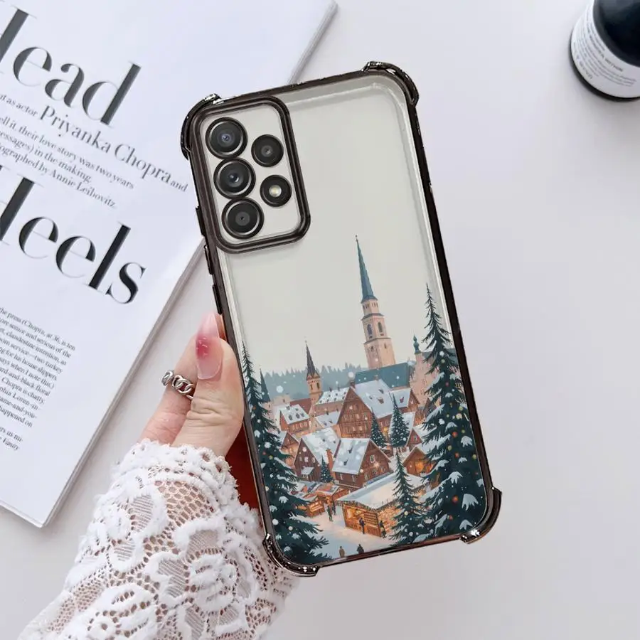 عيد الميلاد سانتا كلوز قضية الهاتف لسامسونج غالاكسي A24 A25 A35 A36 A26 A16 A33 A52 A17 A21s A15 A13 غطاء واضح