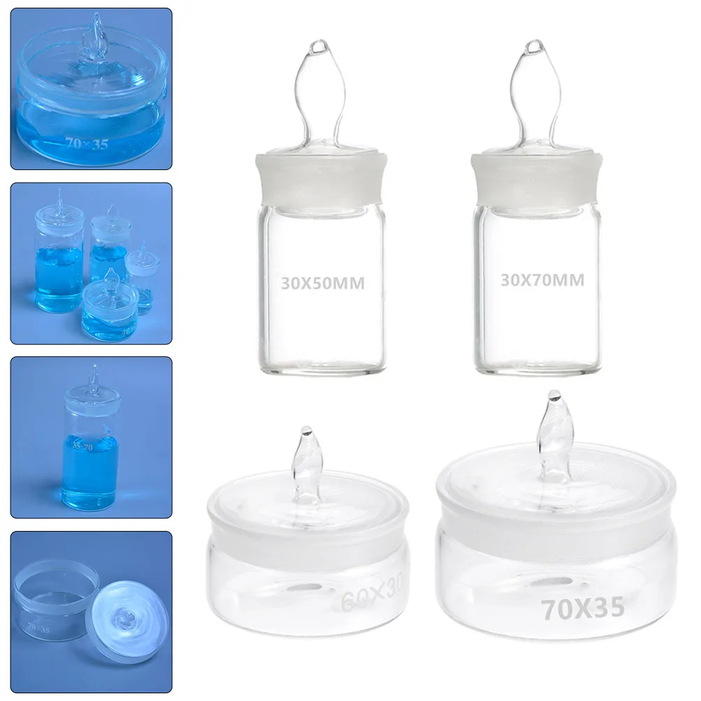 

4Pcs Glass Laboratory Weighing Bottle Durable Specific Gravity Bottle Accurate Sample Analysis Sealed Storage Container