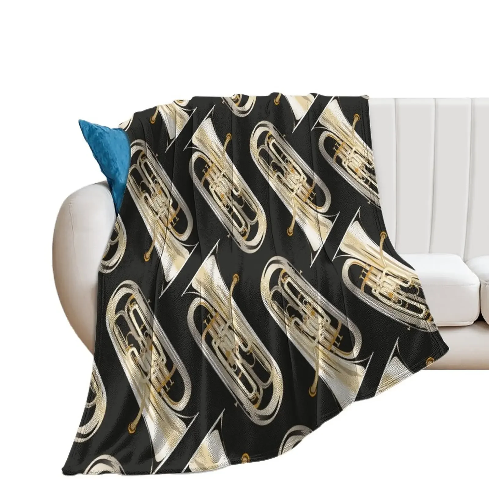 

Euphonium on black Throw Blanket Soft Plaid Flannels Blankets