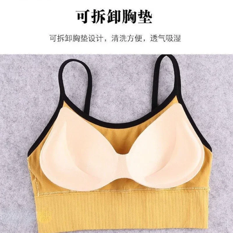 สปอร์ตบราสำหรับผู้หญิงเสื้อครอปเซ็กซี่บราผู้หญิงชุดชั้นในผ้าฝ้ายนุ่มเสื้อทรงตรง Comfort เสื้อตัวบนสำหรับชุดชั้นในเด็กผู้หญิง