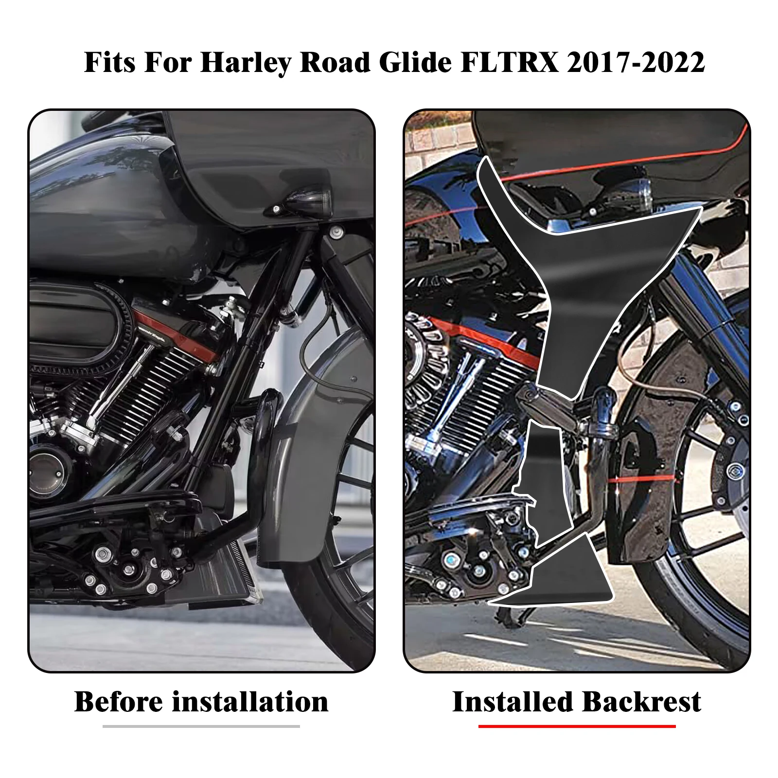 Motorcycle Fairing Spoilers Cover Black For Harley Touring CVO Road Glide Special Limited Ultra FLTRU FLTRK FLTRX FLTRXS 17-2023