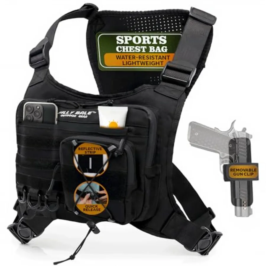 

Sports Chest Bag Lightweight Outdoor Water-Resistant Adjustable EDC Front Tactical Pack for Hunting Hiking Running Cycling Trav