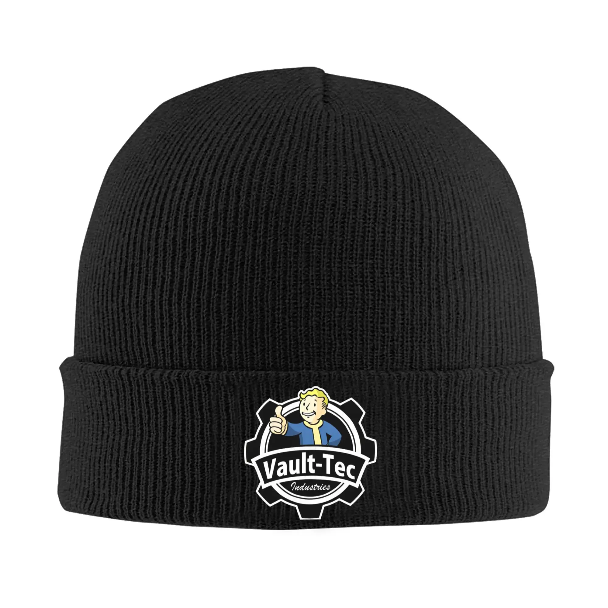 Fallouting Game Vault-Tec Logo Knitted Caps for Women Men Beanies Autumn Winter Hip Hop Hats Acrylic Cartoon Warm Melon Cap