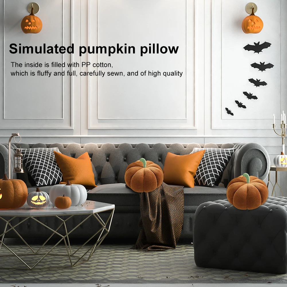 20/28/35cm Fluffy Pumpkin Plush Pillow Creative Special-shaped Sofa Cushion Halloween Decoration for Car Bedroom Sofa Couch
