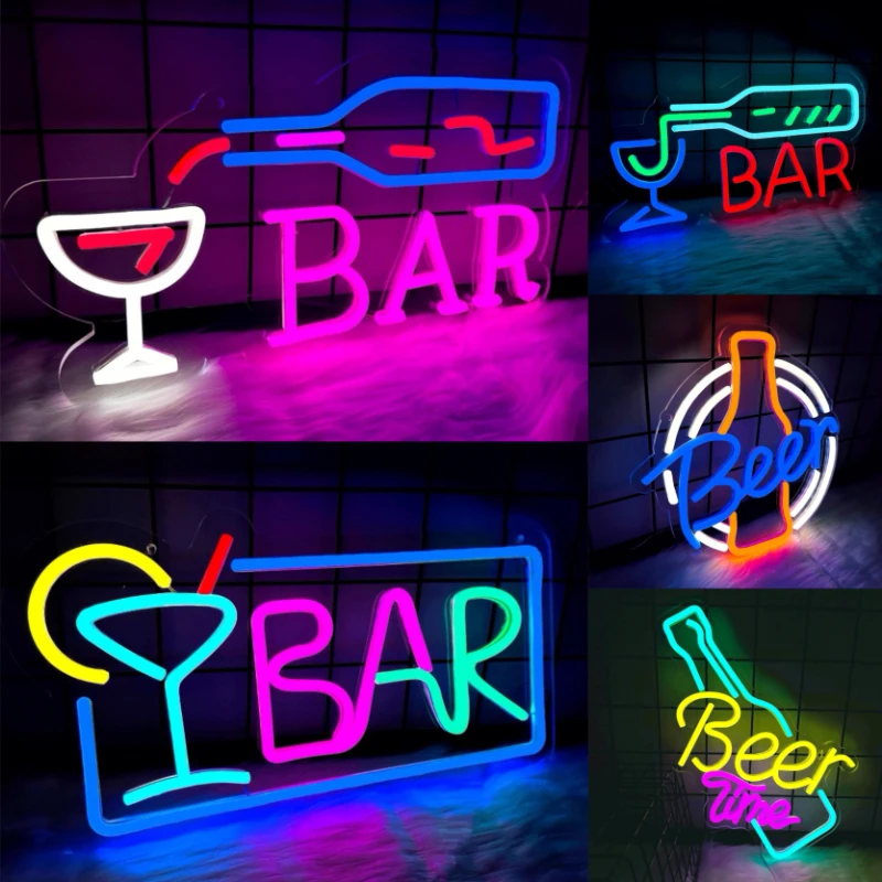 

XM LED Beer Light Neon Decoration, USB-powered Cocktail Neon, Suitable for Family Bars, Shops, Clubs, Bistros, Parties, Gifts