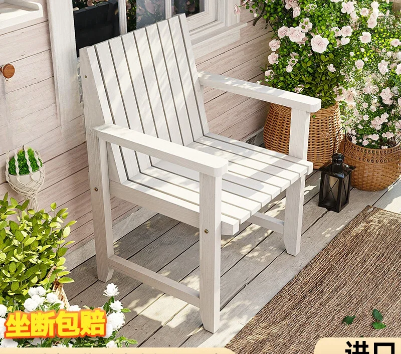 

Antiseptic wood balcony single sofa chair household retro solid wood single seat leisure chair solid wood medieval small sofa