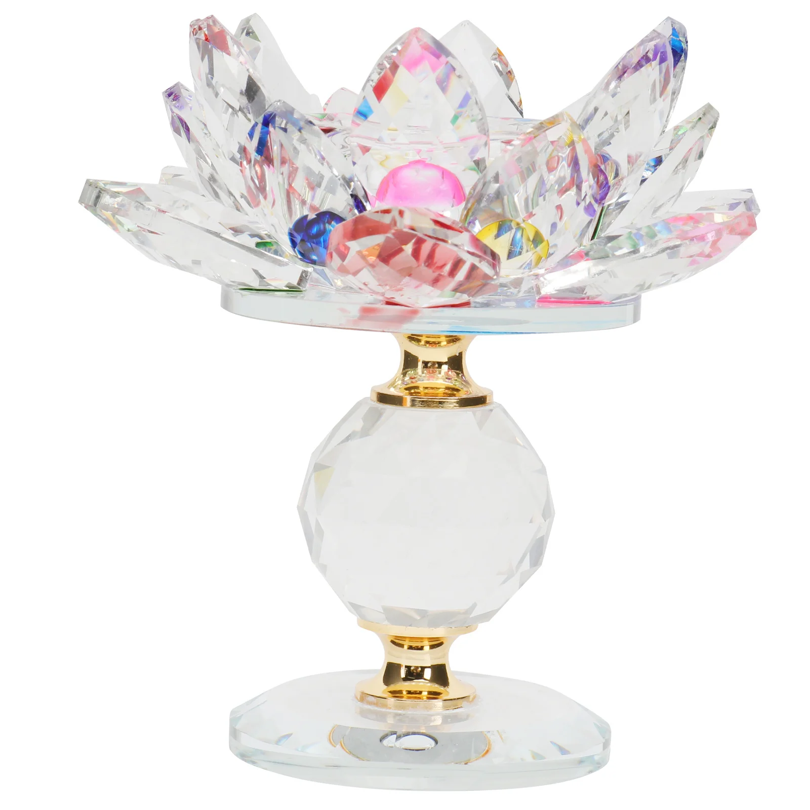 

1Pcs Crystal Lotus Candlestick Craft Elegant Buddhist Inspired Candleholder for Home Office Interior Decoration