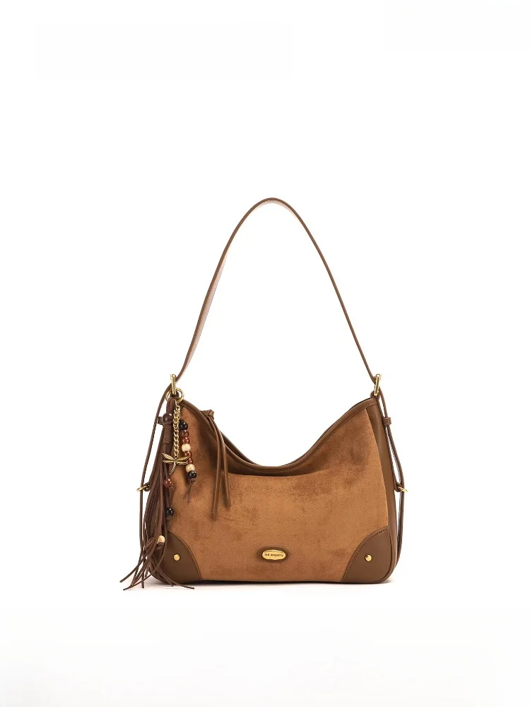 

Коричневая сумка-хобо REDDRAGOY, женская, новая, из искусственной замши, через плечо, большая вместительная сумка-тоут, женская сумка на плечо для повседневного использования