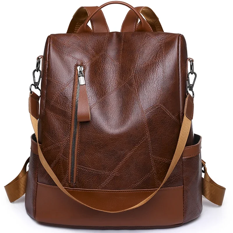 Mochila de diseньador cuero suave para mujer, bolso hombro antirrobo gran емкость, moda, простой, высокое качество, новинка 2024