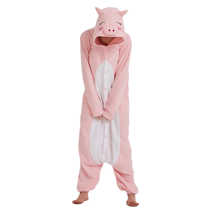 

Women Onesie Animal Jumpsuit Pig Kigurumis Pink Cute Festival Party Outfit Adult Home Pajama Polar Fleece Loose Funny Overalls