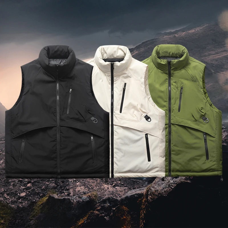 

Down Vest Men's Thick and Warm Winter Vest Multi Bag Outdoor Loose Casual Trend Jacket Thermal Vests for Men Winter Vest for Man