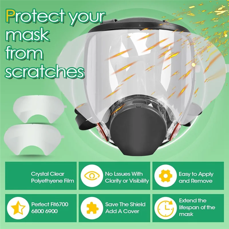 

IALJ-10 Pack Peel Off Lens Cover Protective Cover For 6800 Mask Protective Cover Full Facepiece Respirator