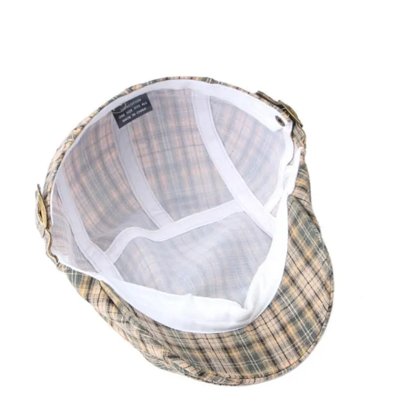 2023 Four Seasons Cotton Plaid Print Newsboy Caps Flat Peaked Cap Men and Women Painter Beret Hats 115