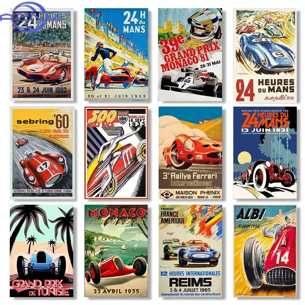 Modern Minimalist Wall Art Vintage Le Mans 24 Hours HD Canvas Painting Poster and Print Home Bedroom Living Room Decor