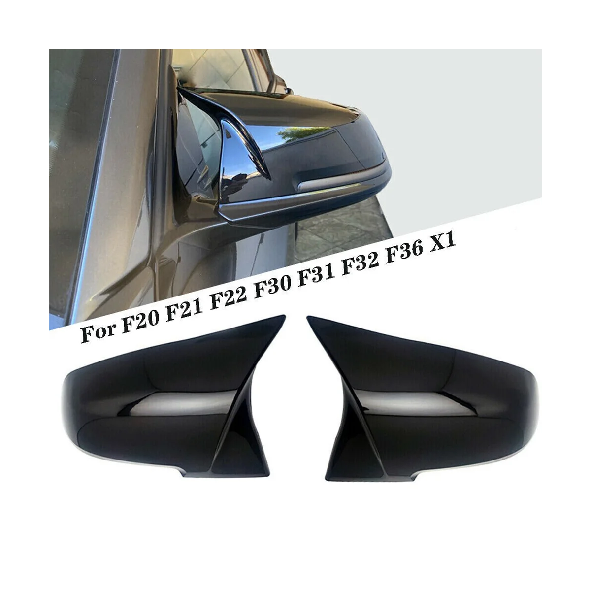 Car Glossy Black Rearview Side Mirror Cover for BMW M2 F30 F20 I3 X1 Side Door Rearview Cover Caps Car Styling