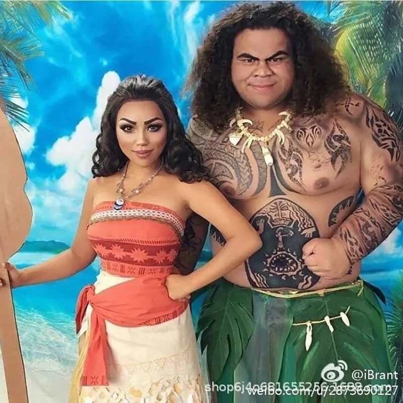 Moana-vestido de Cosplay para niños y adultos, ropa de princesa, disfraz de fiesta de cumpleaños con Collar, conjuntos de mascotas