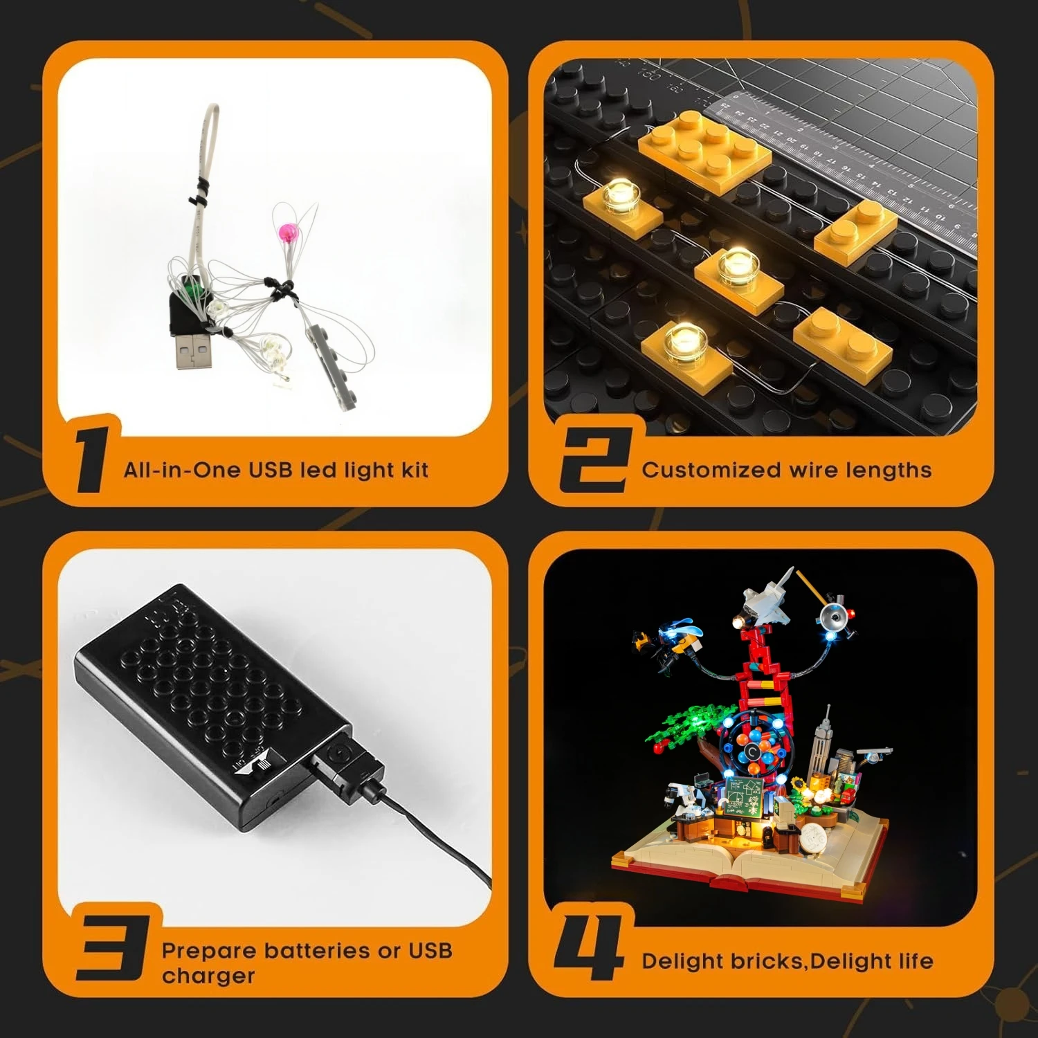 HPROSPER 5V LED Lighting (No Model) For LEGO 21355 The Evolution of STEM Light Up your Building Blocks With Battery box