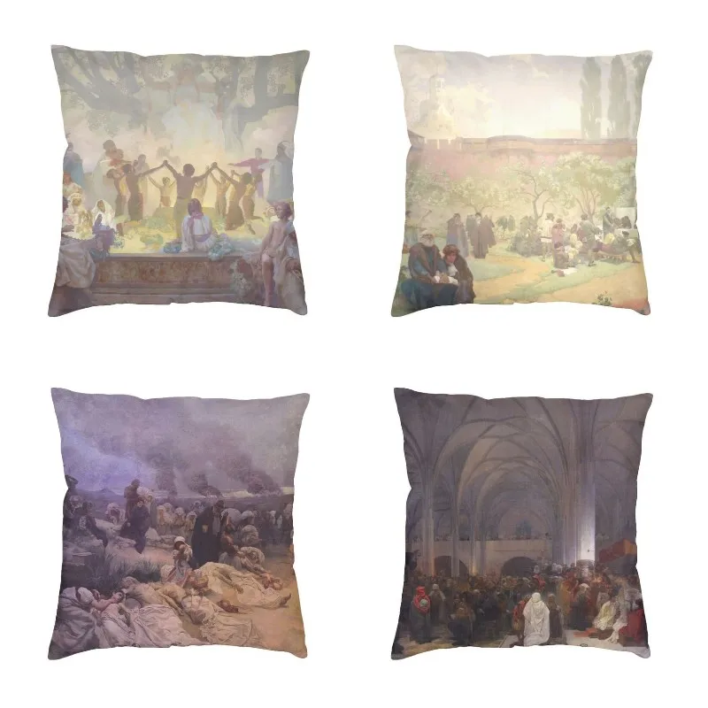 The Slav Epic Mucha Pillow Case Home Decoration Twenty Paintings By Alphonse Luxury Cushion Cover Car Pillowcase