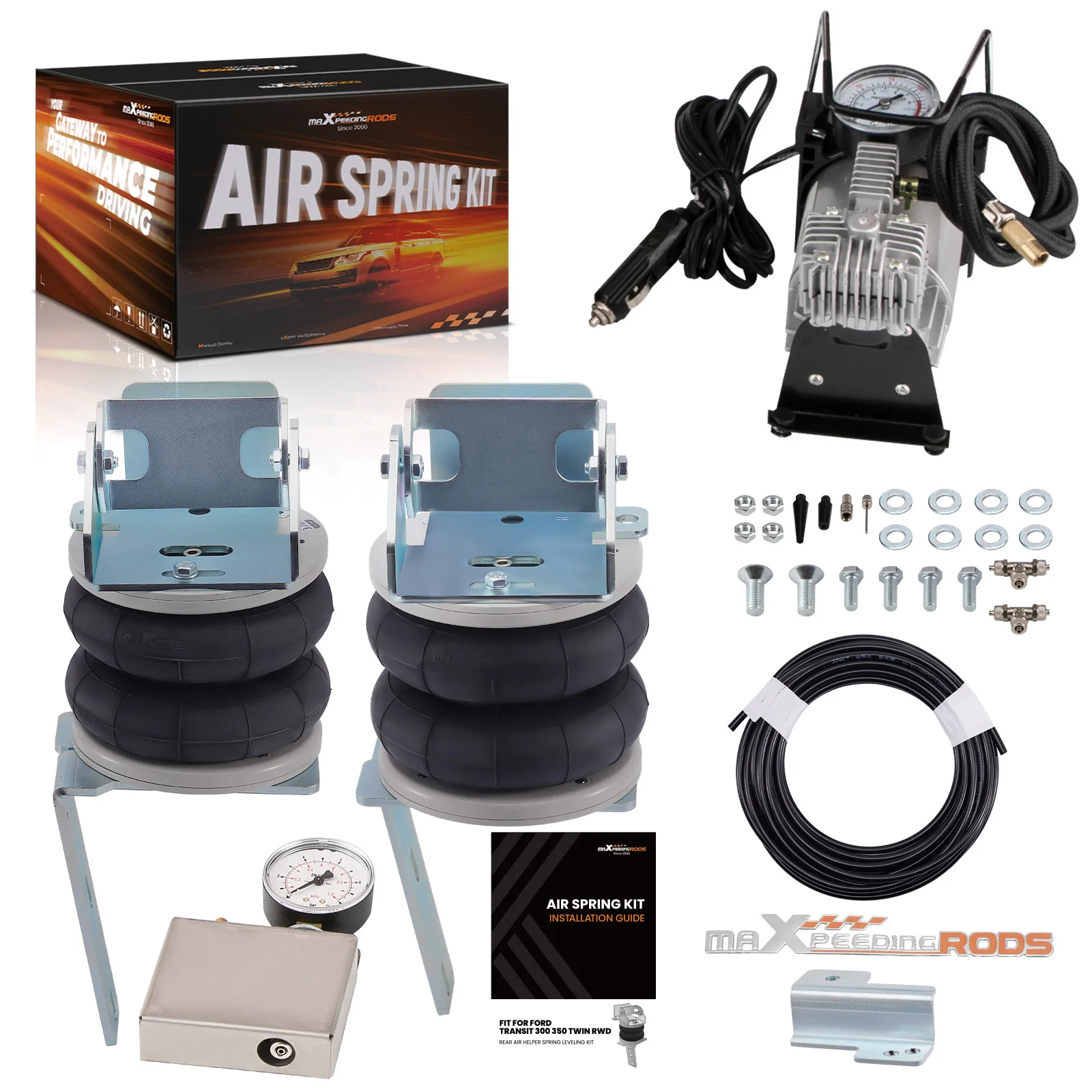 

MaXpeedingrods Air Suspension With 12V Compressor Kit For Ford Transit 2001-onwards RWD Twin Rear Wheel 4000Kg/8818.5LBS