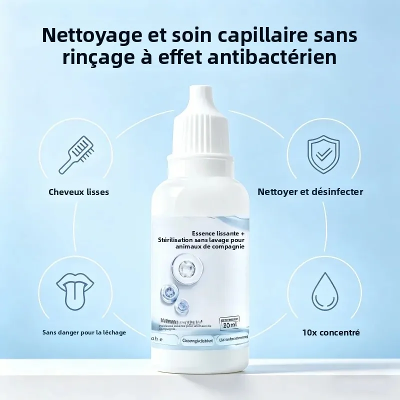 3-5 pièces – Sérum doux et sans rinçage pour l'essence des poils d'animaux – Soin lissant pour le pelage des chats – Liquide dépilatoire pour le nettoyage des brosses à vapeur