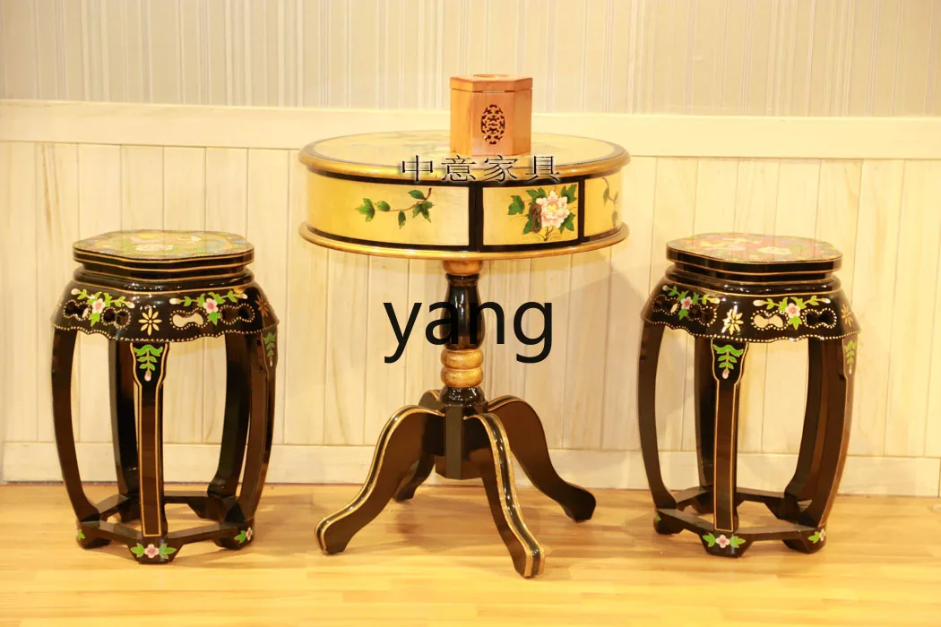 XYY classical furniture hand-pasted gold foil hand-painted casual table and chairs coffee stool casual table