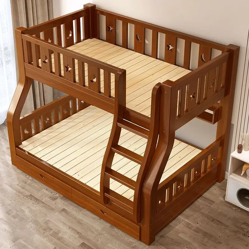 Bunk beds, bunk beds, all solid wood double beds, high and low mother-child small apartmen