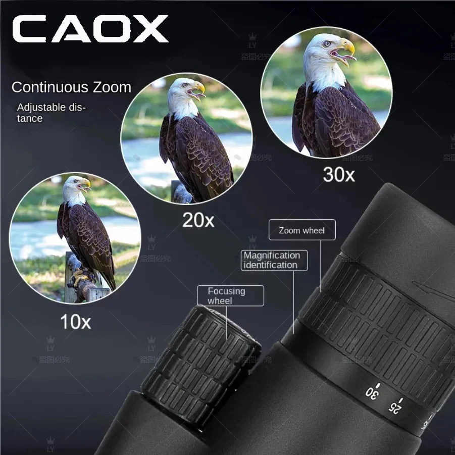 CAOX 10-30x50 Zoom HD Monocular Telescope for Bird Watching Hunting Camping - Outdoor Tripod & Phone Clip Included