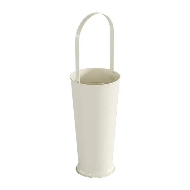 Modern Creamy White Metal Umbrella Holder with Drain Drying Function for Hotel and Home Use