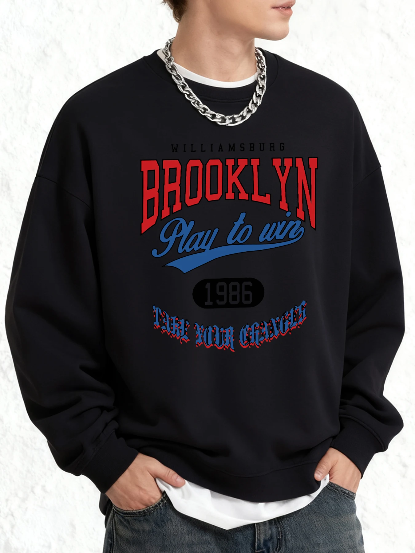 

Brooklyn Play To Win Нью-Йорк Толстовка с принтами для мужчин Модная осенняя универсальная одежда Спортивные рубашки большого размера Пуловеры в стиле ретро