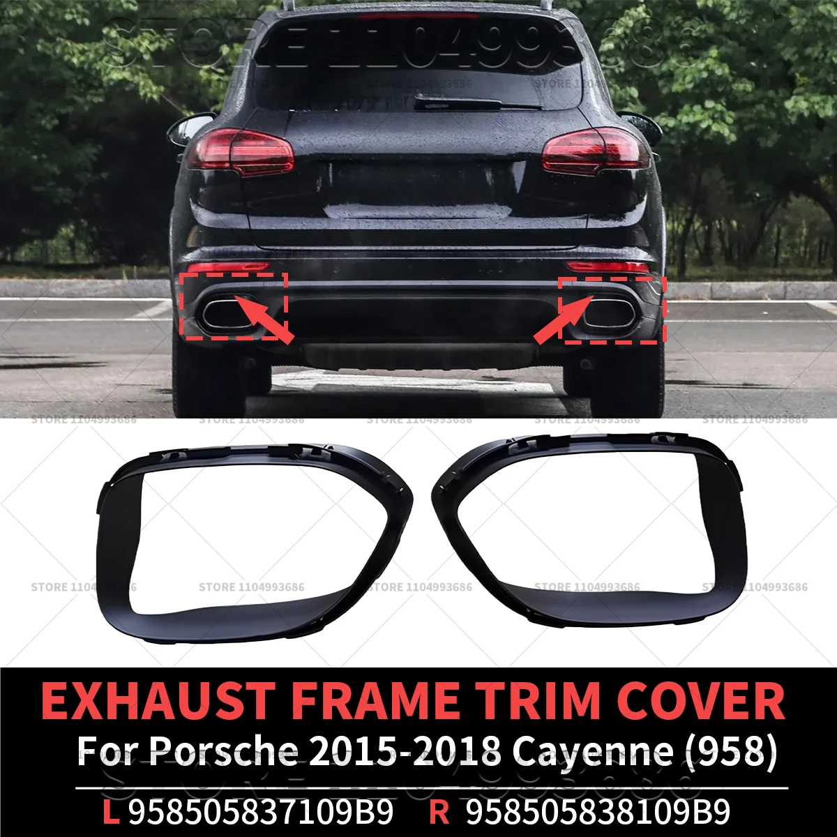 

Для Porsche Cayenne 958 2016 2017 2018 Porsche (958) Накладка на выхлопную раму OEM 958505837109B9 958505838109B9 95850583710 95850583810